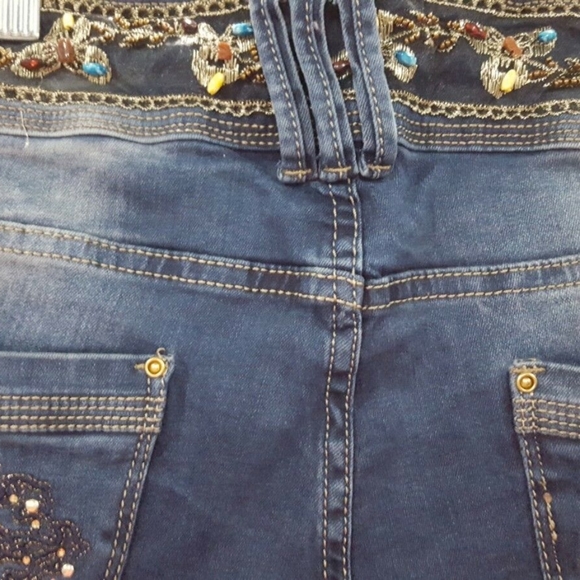 Italian fade skiny jean bead embroidery waist cuff - Picture 9 of 10
